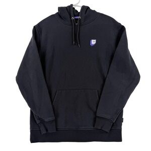 Twitch Hoodie Mens Large Black Pullover Fleece Logo Graphic Sweatshirt Streaming
